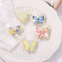 1pc Creative Flower Badge Brooch Glass Lily Colorful Butterfly Shape Design Exquisite Fashion All-Match Jewelry Cute Brooch - Multicolor - View 3