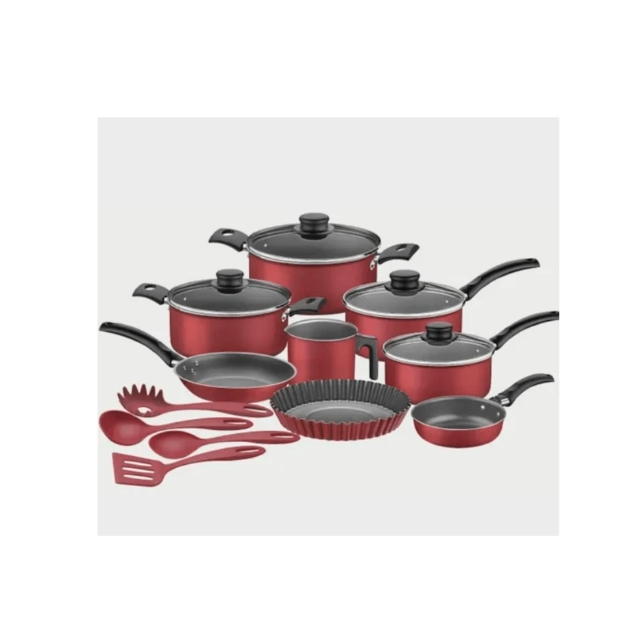 Nonstick Cookware Set - Red Aluminum 12 Pieces Turin - Đỏ - Xem 1