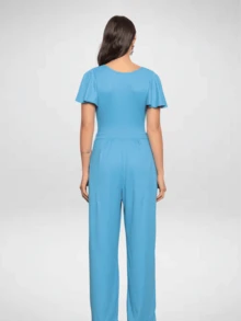 Vanessa Women's Pantaloon Jumpsuit With Sleeves - Màu xanh nhạt - Xem 2