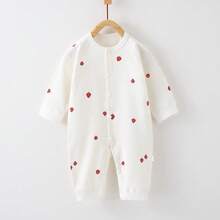 Baby Romper - Suedine 100% Cotton - 紅白色 - 查看 2