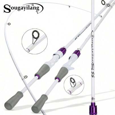 SOUGAYILANG Basic/Lightweight And Portable 2 Sections Fishing Rod 1.8m/6ft Durable Carbon Rod, Casting Spinning Good-Looking Fishing Pole With EVA Handle For Travel Bass Carp Christmas Thanksgiving Freshwater Fishing Rod