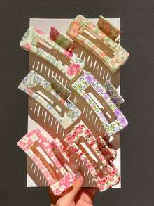 1/2/6 件装优雅花卉图案发夹，女士适用 - 彩色 - 查看 7