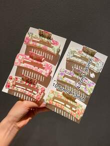 1/2/6 件装优雅花卉图案发夹，女士适用 - 彩色 - 查看 4