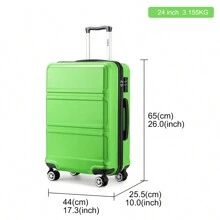 24/28 Inch Fashion Lightweight ABS Hard Case Check-In Suitcase With TSA Lock YKK Zipper 4 Double Wheels Trolley Travel Case Ideal For Men And Women Business Trips Travel Vacations Luggage Travel Suitcase Suitcases Suit Case Durable Travel Luggage - Green - View 3
