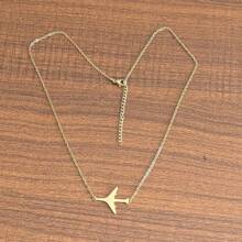 Minimalist Elegant Stainless Steel Plated 18K Gold Non-Fading Smooth Hollow Airplane Necklace Airplane Pendant Necklace For Women