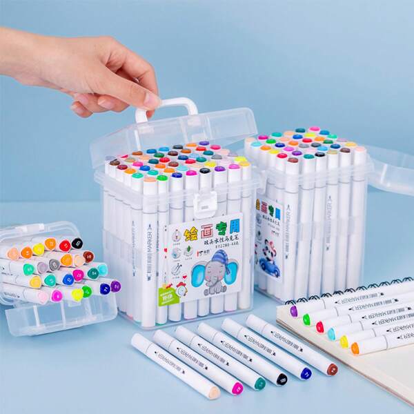 Set de 12/24/36/48 colores de marcadores lavables para niños y niñas, útiles para aprendizaje, dibujo, pintura y bocetos