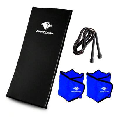 Kit Treino em Casa Colchonete + Caneleira Tornozeleira + Corda de Pular Perda de Peso Musculação Academia Azul