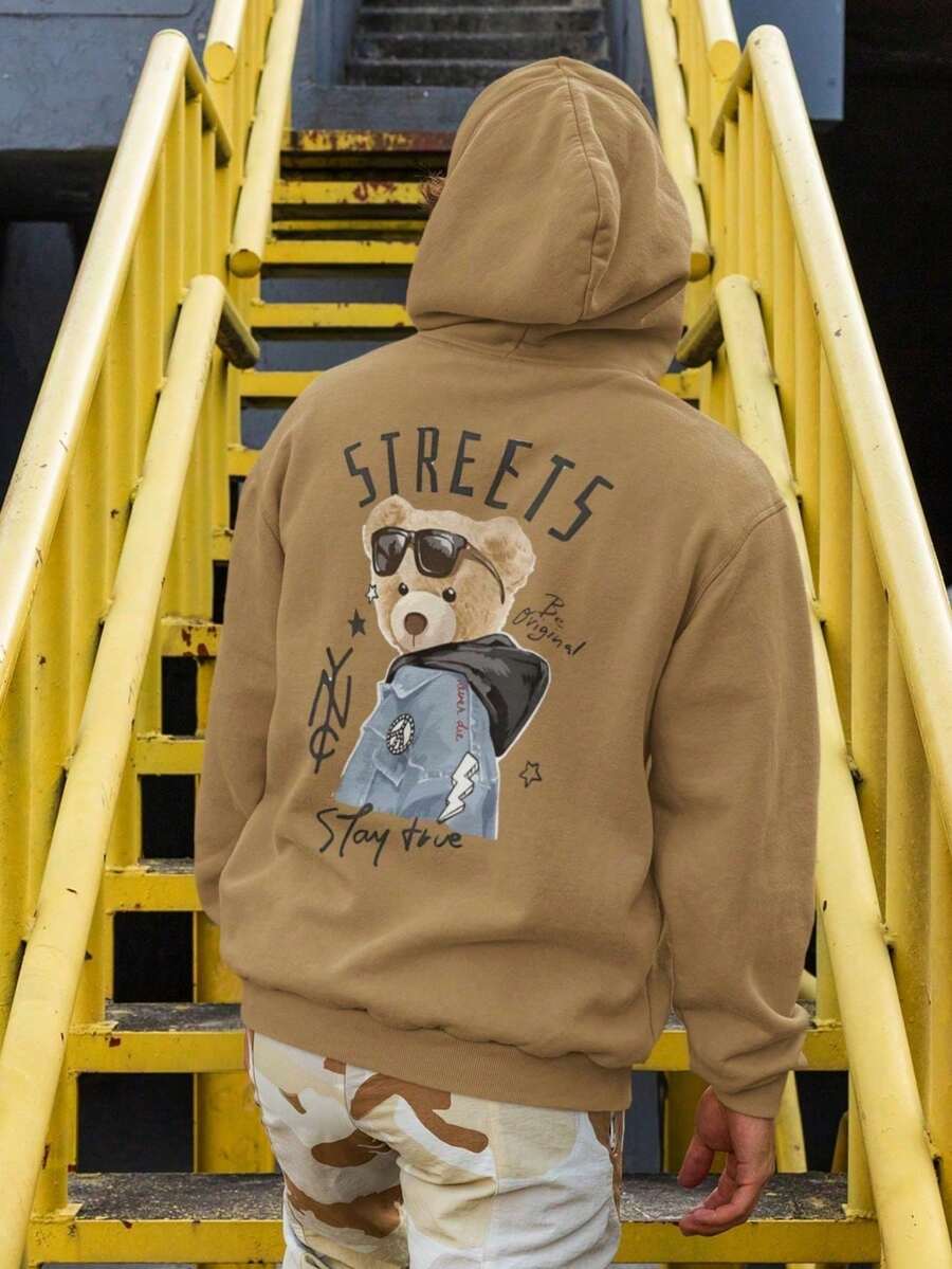 TedStreet Sweatshirt Comfortable Printed Cold Weather Blouse Streetwear - Beige - View 1