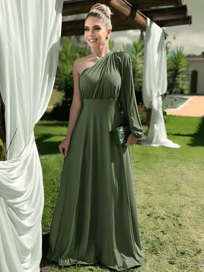 Vestodo Longo de Festa Madrinha de Casamento Convidada Leve Verão