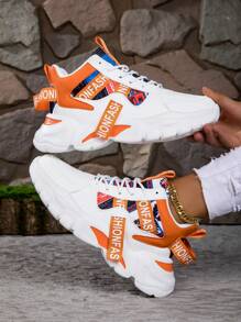 女士夏季 2024 新款透气防滑篮球休闲运动鞋学生复古厚底运动鞋 - 橘色 - 查看 2