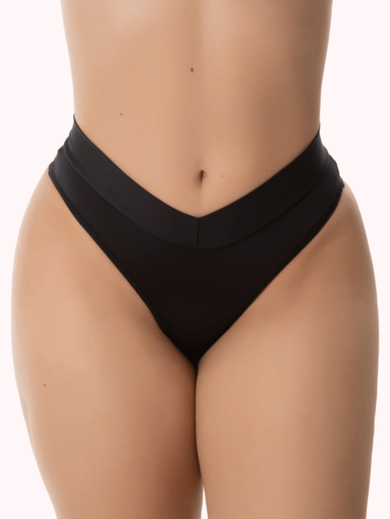 Double G-String Panties Mid-Rise Thong Shaping Belt Comfort Women's Lingerie - 黑色 - 查看 1