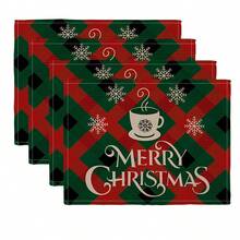 1/4 miếng lót đĩa họa tiết bông tuyết Let It Snow, miếng lót bàn bếp bằng vải lanh, đồ dùng nhà bếp, đồ trang trí tiệc cưới - Nhiều màu - Xem 7