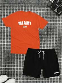 Cotton T-Shirt + Short Tectel Miami Summer Combo Kit - Orange - View 1