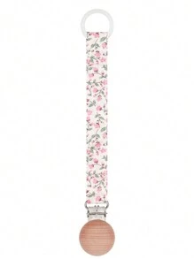 1pc Baby Fashion Printed Plaid Polka Dot Stripe Silicone Pacifier Chain & Wooden Pacifier Clip, Suitable For Daily Use - Multicolor - View 32