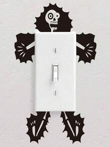1 pieza Pegatina de pared decorativa para dormitorio, sala de estar y entradas con diseño de calabaza de espantapájaros con calavera eléctrica, desmontable y resistente al agua, para decoración de Halloween