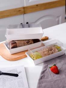 16/20/25/30/35pcs Rectangular Cake Box, Swiss Roll Plastic Container Sandwich Paper Box With Transparent Lid Muffin Cheese Pastry Dessert Box Sushi Fruit Display Food Storage Rack Cupcake Container Box (White/Brown/Pink), Valentine's Day Party, Home Decor, Home Gifts - Multicolor - View 8