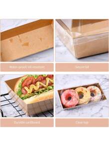 16/20/25/30/35pcs Rectangular Cake Box, Swiss Roll Plastic Container Sandwich Paper Box With Transparent Lid Muffin Cheese Pastry Dessert Box Sushi Fruit Display Food Storage Rack Cupcake Container Box (White/Brown/Pink), Valentine's Day Party, Home Decor, Home Gifts - Multicolor - View 7