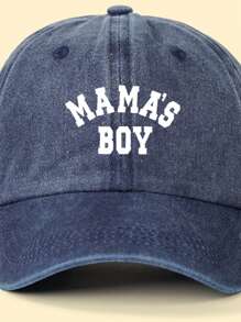 1pc Kids "MAMA'S BOY" Printed Washed Baseball Cap, Outdoor Adjustable Sunscreen Casual Hat Suitable For Boys And Girls, Spring Autumn, Travel, Beach, Y2K - Navy Blue - View 2