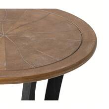 COZAYH Farmhouse Round End Table With Criss-Cross Wood Legs, Rustic French Country Side Table For Dinning Or Living Room, Modern, Black, Natural Wood - 自然色&黑色 - 查看 10
