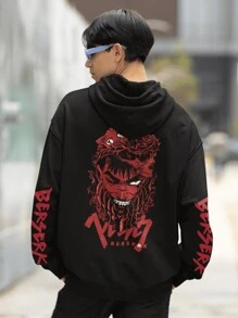 Bersek Anime Manga Kangaroo Hooded Sweatshirt Unisex Release - Black - View 1
