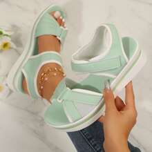 Women's High Heel Sandals - Casual Summer Outdoor Wedges With Adjustable Platform For Comfortable Travel & Leisure - 綠色 - 查看 3