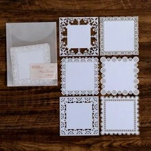 MOCARD 6 件/包镂空蕾丝剪贴簿纸、DIY 装饰底纸、节日礼物、手工拼贴材料、定制剪贴簿规划文具用品 - 白色 - 查看 13