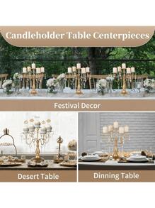 Candelabra Centerpieces Candle Holder - 5 Arm Pillar Candle Holders With Crystal Beads For Table Centrepiece Halloween Wedding Candleholders Decoration,Halloween And Decorations - Hai màu - Xem 7