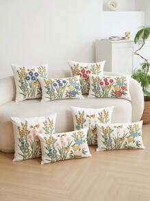 1 Stück Kissenbezug mit mehrfarbiger Gänseblümchen Stickerei, Heimdekoration für Wohnzimmer und Schlafzimmer