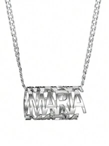 1 件热销欧美时尚潮流 DIY 字母名字吊坠，四面立体圆形焊接项链配件，电镀 18k 金不锈钢，含精美高端礼品盒，适合家人、朋友、情侣、节日礼物 - 銀色 - 查看 4