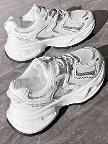 1 Paar Damen Frühlings-/Herbst Lässig Schuhe, schnürbar, Mesh atmungsaktiv, Keilabsatz, leicht, bequem, weiße Lässig leaufschuhe