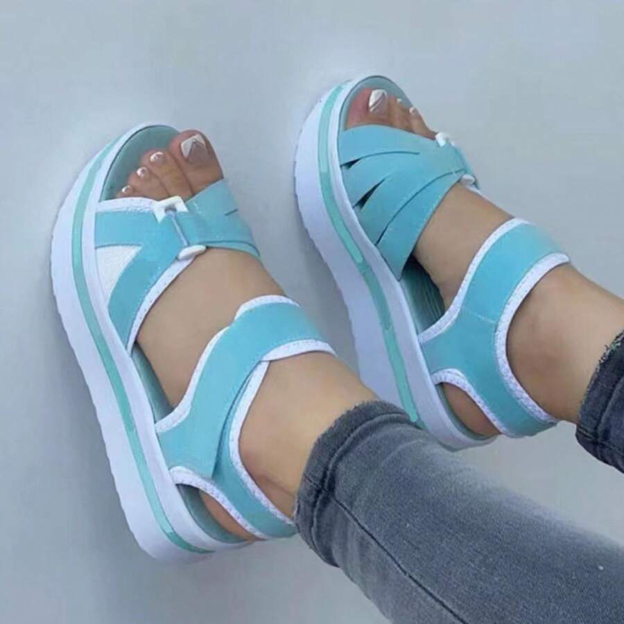 Women's High Heel Sandals - Casual Summer Outdoor Wedges With Adjustable Platform For Comfortable Travel & Leisure - 淺藍色 - 查看 1