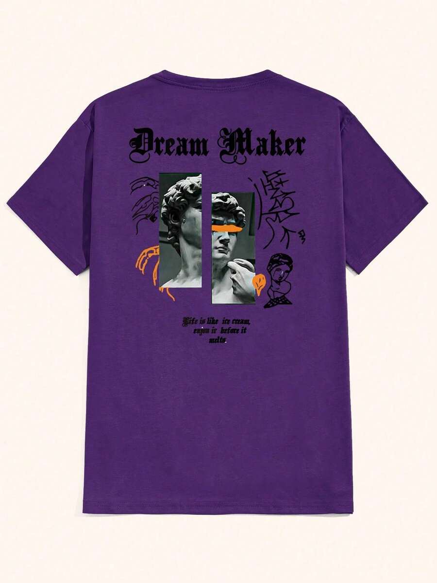 Unisex Statue T-Shirt 100% Cotton Streetwear Launch Shipping In Various Colors!! - Màu tím - Xem 1