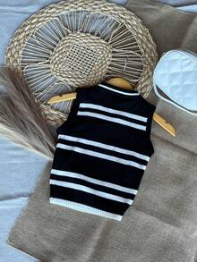 Cropped Regata Modal Tricot Striped Women's Fashion 147 - màu đen - Xem 2