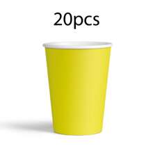 Set/60pcs Yellow Disposable Party Tableware, Includes 9" Paper Plates, 7" Plates, 9oz/250ml Cold Drink Cups. Ideal For Birthday Parties, Outdoor Gatherings, BBQ. Perfect For Christmas, New Year, Valentine's Day Parties. - Multicolor - View 6
