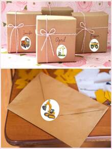 500pcs/Roll Cartoon Truck Stickers, Reward Stickers, Stationery Stickers, Gift Decorative Labels Back To School