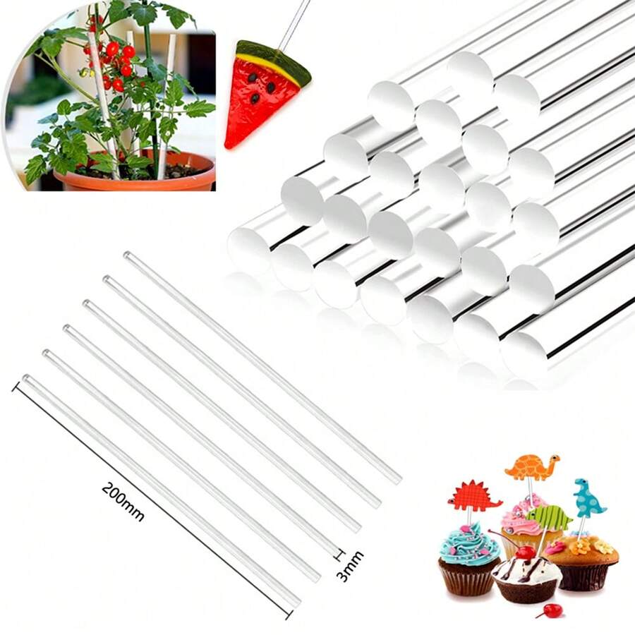10pcs/Pack 200mm Transparent Acrylic Round Rod, Solid Plastic Cylinder Rods, Acrylic Guiding Rods - Clear - View 1