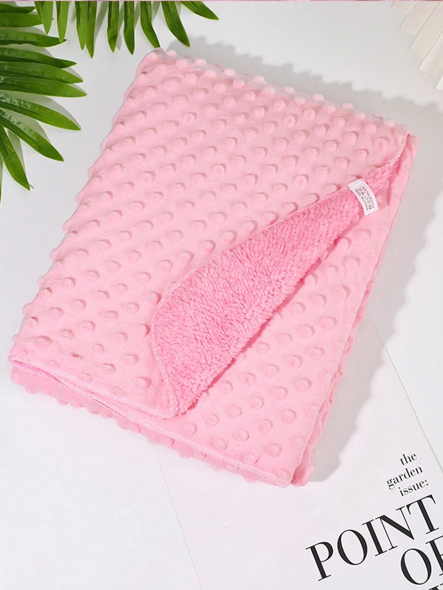 1 件-29.9 英寸 * 40.1 英寸粉色大号柔软亲肤泡泡毯儿童浴巾可爱纯色豆毯婴儿浴巾适合居家旅行 - 粉色 - 查看 1