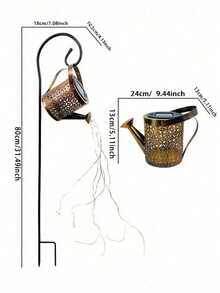 1pc/2pcs Solar Watering Can With Light String, Hanging Solar Waterfall Lamp, Retro Metal Kettle Light, Outdoor Garden Waterproof Decor Landscape Lights Suitable For Home Decor Garden Courtyard Porch Lawn Terrace Path Deck Alley Fence Swimming Pool Area Family Dinner Birthday Party Wedding Decoration Atmosphere Lamps (Warm Light/Color Light)