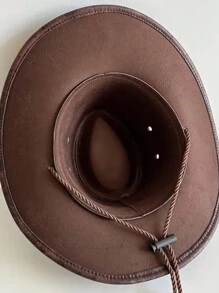 1 pièce Chapeau de soleil avec ceinture et décoration à rivets, casquette de jazz unisexe pour les activités de plein air au printemps, en été et en automne. Chapeau à large bord et style de cow-boy occidental