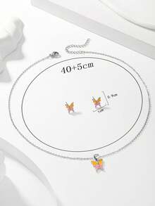 3 Stücke 925 Sterling Silber süßer Schmetterling Schmuckset - Ohrringe, Halskette, für Kinder, Alltags- und Feiertagstragen