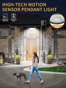 1 件 228LED 太阳能吊灯防水 360° 广角泛光灯带运动传感器太阳能灯带遥控器 3 种色温调节 5 种照明模式适用于家庭装饰户外照明车库生日派对节日派对活动照明吊灯，户外花园照明适用于小路、庭院、露台 - 均碼 - 查看 4