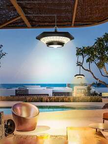 1 件 228LED 太阳能吊灯防水 360° 广角泛光灯带运动传感器太阳能灯带遥控器 3 种色温调节 5 种照明模式适用于家庭装饰户外照明车库生日派对节日派对活动照明吊灯，户外花园照明适用于小路、庭院、露台 - 均碼 - 查看 7