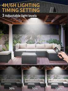 1 件 228LED 太阳能吊灯防水 360° 广角泛光灯带运动传感器太阳能灯带遥控器 3 种色温调节 5 种照明模式适用于家庭装饰户外照明车库生日派对节日派对活动照明吊灯，户外花园照明适用于小路、庭院、露台 - 均碼 - 查看 3