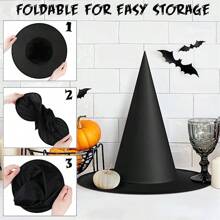 Đồ trang trí mũ phù thủy treo Halloween, 3 gói, thiết kế mũ phù thủy nổi bằng polyester cho bầu không khí ma quái, đồ trang trí trần nhà và phòng tự làm dễ dàng cho tiệc Halloween và Ngày của người chết – Không cần điện, Giáng sinh - màu đen - Xem 5
