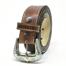 Cinto Country Masculino Em Couro Atrevidu's MoinhoCasualVintageFestaCouro genuíno - Laranja Queimado - Visão 4