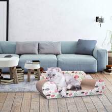 Nobleza - Katzenkratzbrett mit Katzenminze Kratzbrett für Katzen Kätzchen Kratzspielzeug Lounge Kartonkratzer 56*26*20 cm - Braun - Übersicht 7