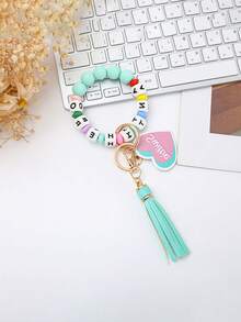 1 chiếc vòng tay trái tim Acrylic mới, móc khóa chữ "Mei Mei", móc khóa hạt tua rua tự làm cho nam và nữ - Móc khóa tình yêu acrylic - Xem 17