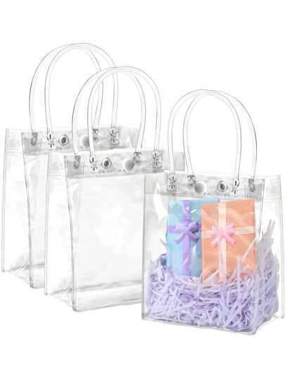 10/20 piezas Bolsas de regalo transparentes con asas, bolsas de regalo transparentes impermeables, bolsas pequeñas transparentes para dulces, bolsas transparentes para obsequios, bolsas de regalo de otoño, para bodas, fiestas de cumpleaños, Halloween, Navidad y talla grande, 5.9" * 6.3" * 2.8"