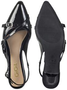 Women's Shoe Scarpin Social Slingback Pointed Toe Thin Low Heel Buckles Varnish Lightweight Comfortable GiGiL - màu đen - Xem 4