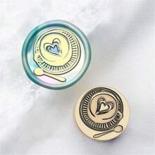 CYFUN DESIGN 1pc Laser Engraved Mini Sealing Wax Stamp With Copper Head, Without Handle - Gold - View 13